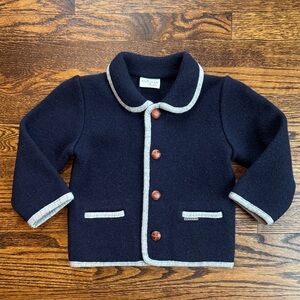 Marae Kids Navy Wool Jacket with Light Gray Trim